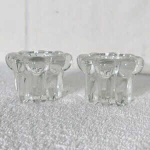 Vintage  Clear Glass Candle Holders 2